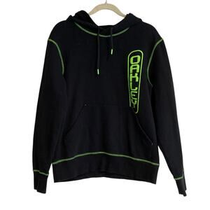 Oakley Black Green Custom Fit Logo Surfer Slim Hoodie Sweatshirt Size Medium